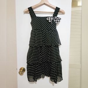 Cherokee s8 Girls Ruffled Layers Polka-Dot Party Dress. Fully Lined Sleeveless